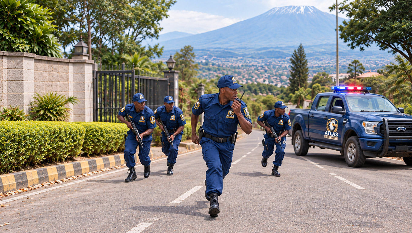 Security officer carrying out a perimeter patrol
